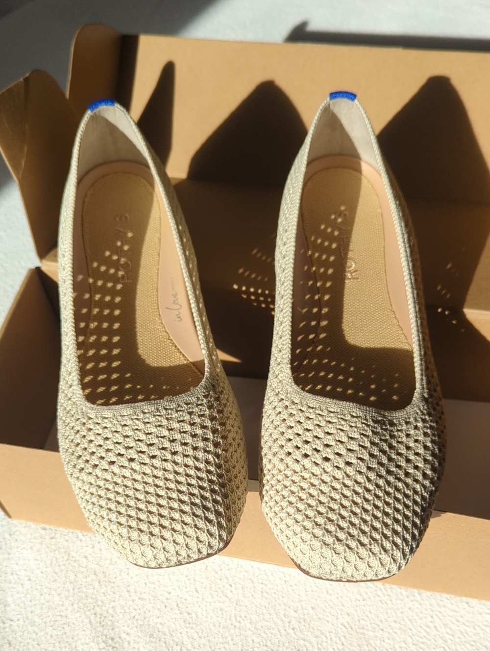 Rothys Max Square Flat In Off White Mesh